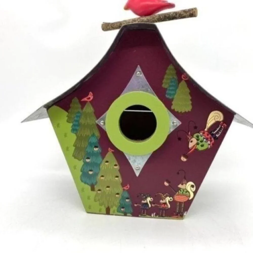 Helena Rozo Wood & Metal Whimsical Folk Art Birdhouse